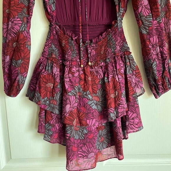 Olivaceous Women’s 3/4 Sleeve Ruffle Hem Floral Print Dress in Fuchsia - Small - Picture 6 of 10